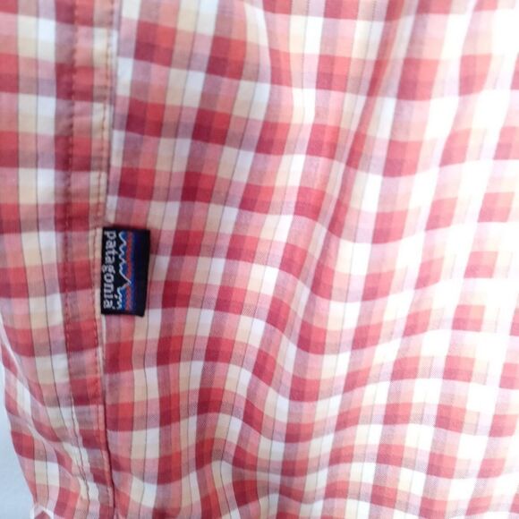 Patagonia orange and white plaid button-down shirt - Picture 7 of 7